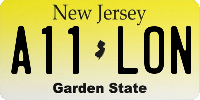 NJ license plate A11LON