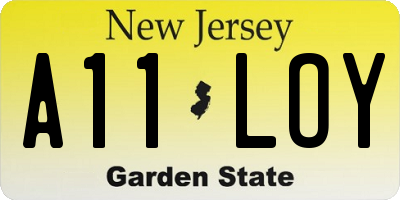 NJ license plate A11LOY