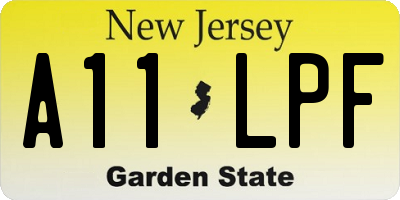 NJ license plate A11LPF