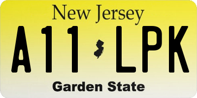 NJ license plate A11LPK