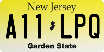 NJ license plate A11LPQ