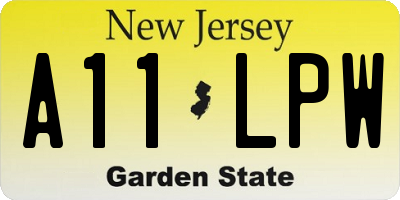 NJ license plate A11LPW