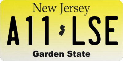 NJ license plate A11LSE