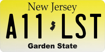 NJ license plate A11LST