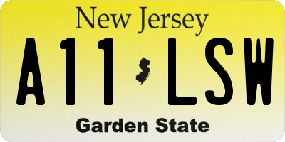 NJ license plate A11LSW