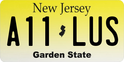 NJ license plate A11LUS
