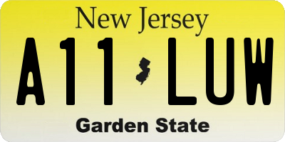 NJ license plate A11LUW