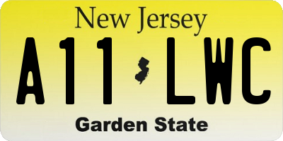NJ license plate A11LWC