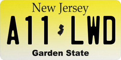 NJ license plate A11LWD