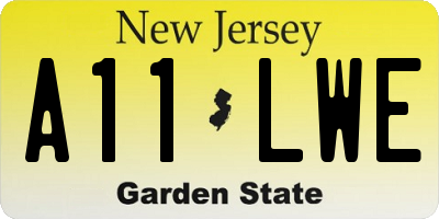 NJ license plate A11LWE