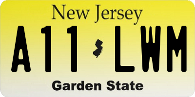 NJ license plate A11LWM