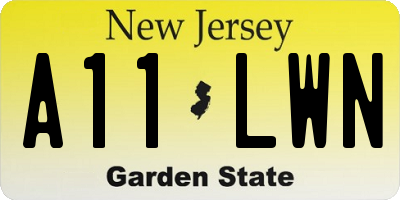 NJ license plate A11LWN