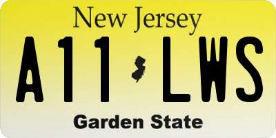 NJ license plate A11LWS