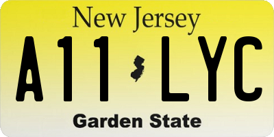 NJ license plate A11LYC