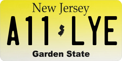 NJ license plate A11LYE