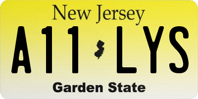 NJ license plate A11LYS