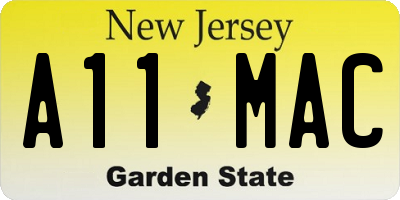NJ license plate A11MAC