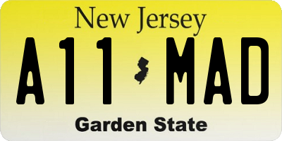 NJ license plate A11MAD