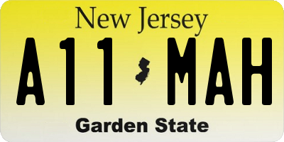 NJ license plate A11MAH