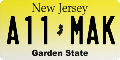NJ license plate A11MAK
