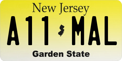 NJ license plate A11MAL