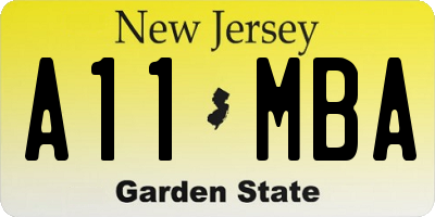 NJ license plate A11MBA