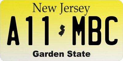NJ license plate A11MBC