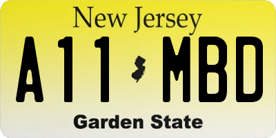NJ license plate A11MBD