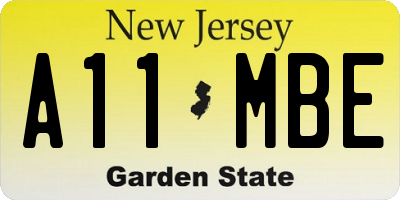 NJ license plate A11MBE