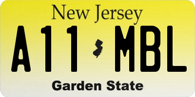 NJ license plate A11MBL
