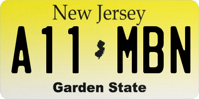NJ license plate A11MBN