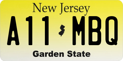 NJ license plate A11MBQ