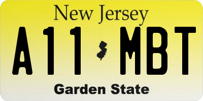 NJ license plate A11MBT