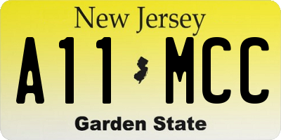 NJ license plate A11MCC