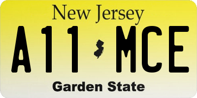 NJ license plate A11MCE