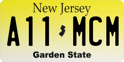 NJ license plate A11MCM