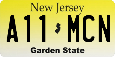 NJ license plate A11MCN