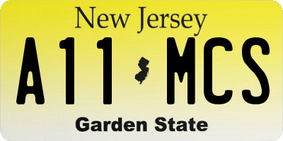 NJ license plate A11MCS