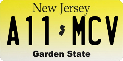 NJ license plate A11MCV