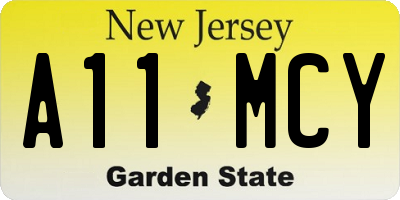NJ license plate A11MCY