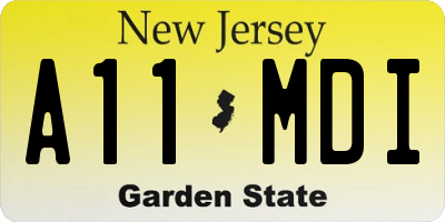 NJ license plate A11MDI