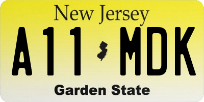 NJ license plate A11MDK