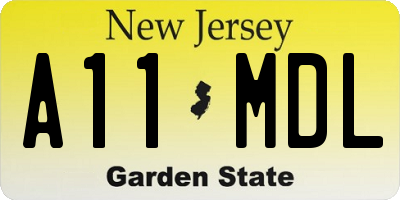 NJ license plate A11MDL