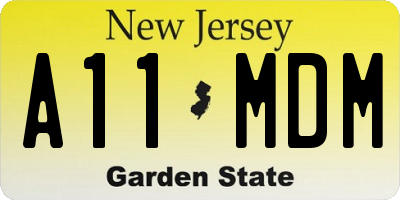 NJ license plate A11MDM