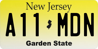 NJ license plate A11MDN