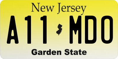 NJ license plate A11MDO
