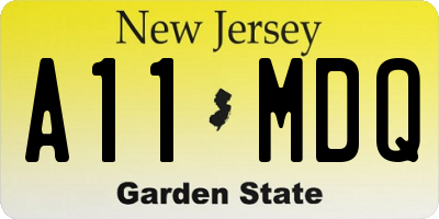 NJ license plate A11MDQ