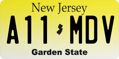 NJ license plate A11MDV