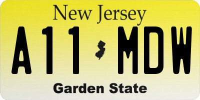 NJ license plate A11MDW