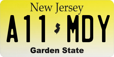 NJ license plate A11MDY